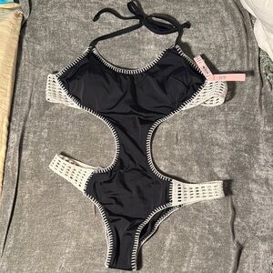 Victoria's Secret Black and White Monokini with Cut-Out Design